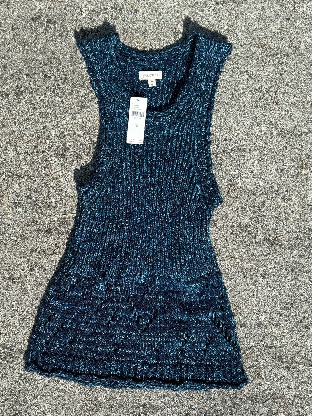 NWT Anthropologie Pilcro Stitched Sweater Tank Blue Marled Medium